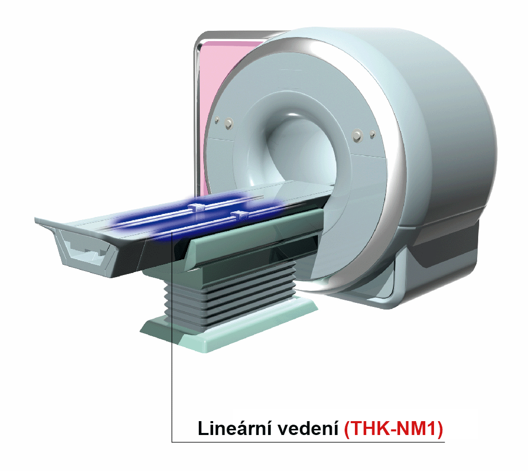 Lineární vedení vyrobená z THK-NM1 v MRI skeneru